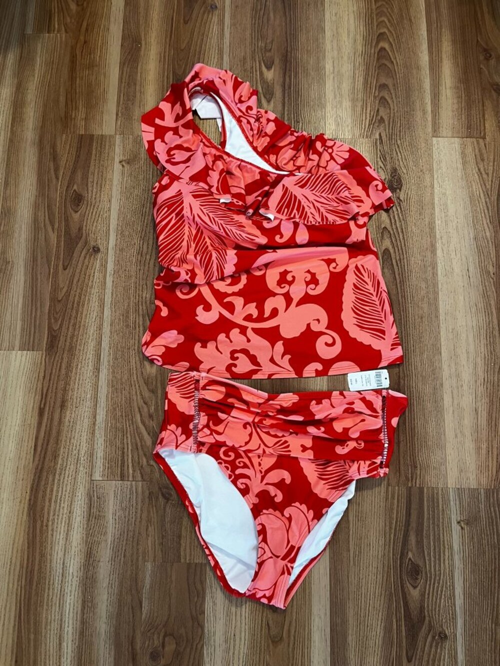 Soma Woman Palmero Floral Latter Trim Off The Shoulder Two-Piece Swimsuit Sz Lr